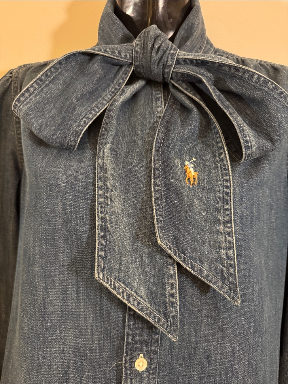 Ralph Lauren Necktie Denim Shirt | Size 4 - Picture 4 of 7